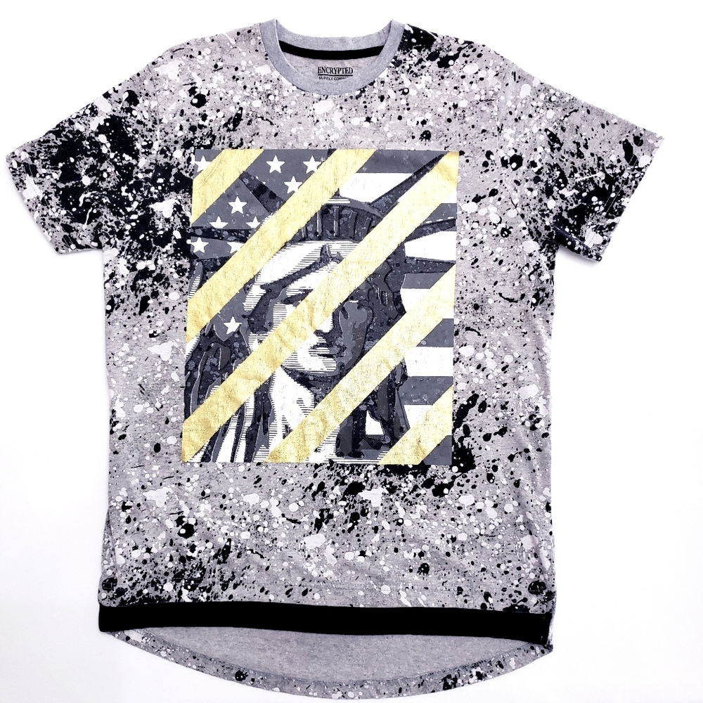 Encrypted Statue/Liberty Black Spatter Shortsleeve Teeshirt